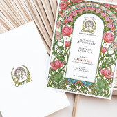Roze Tulpen Art Nouveau bruiloft Kaart