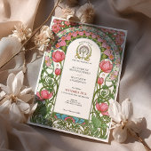 Roze Tulpen Art Nouveau bruiloft Kaart