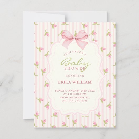 Roze tulpen baby shower kaart (Voorkant)