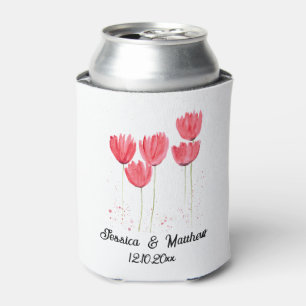 Roze Tulpen bloemenlente Rustieke bruiloften Blikjeskoeler