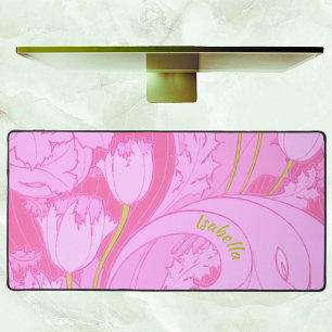 Roze Tulpen Bloemprint Vrouwelijk Bureaumat