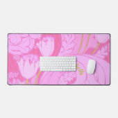 Roze Tulpen Bloemprint Vrouwelijk Bureaumat (Keyboard & Muis)
