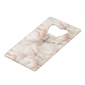 Roze Tulpen Bloemrijke Bruiloft Feest Kredietkaart Flessenopener (Voorkant Gekanteld)