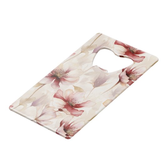 Roze Tulpen Bloemrijke Bruiloft Feest Kredietkaart Flessenopener (Achterkant Gekanteld)