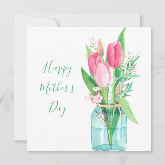 roze tulpen Bouquet Moederdag Kaart (Voorkant)