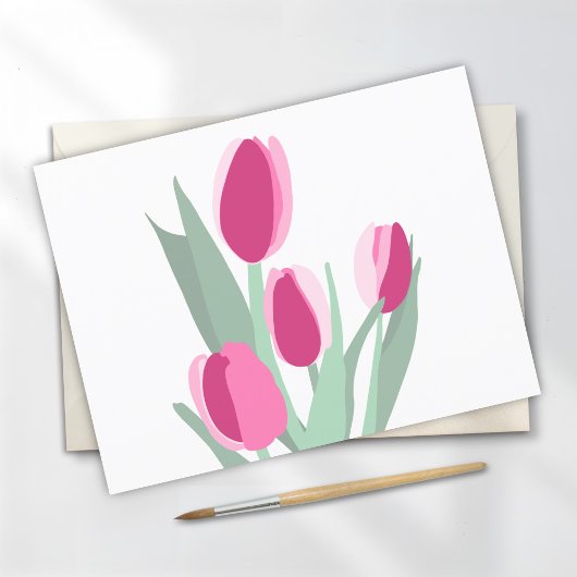 Roze tulpen briefkaart