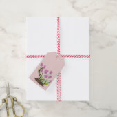 Roze tulpen cadeaulabel (Met Touw)