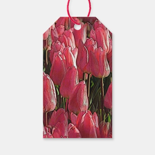 roze tulpen cadeaulabel (Voorkant)