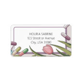 Roze Tulpen & Capsules Nurse Afstuderen Adres Etiket (Voorkant)