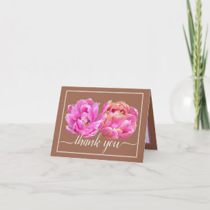 Roze Tulpen Chic Bloemen Boeket Dank u Kaart