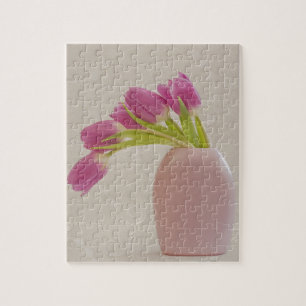 Roze tulpen en kant legpuzzel