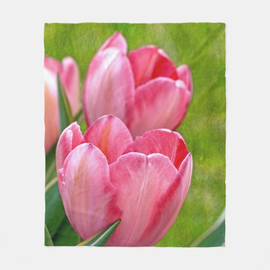 Roze tulpen fleece deken (Voorkant)