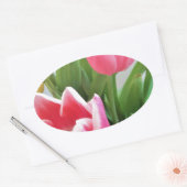 Roze tulpen, Floral Spring Bouquet, Flowers Ovale Sticker (Envelop)