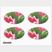 Roze tulpen, Floral Spring Bouquet, Flowers Ovale Sticker (Vel)
