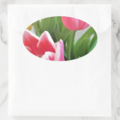Roze tulpen, Floral Spring Bouquet, Flowers Ovale Sticker (Tas)
