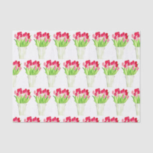 Roze Tulpen florale waterverf elegant rustig Tissuepapier