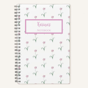 Roze tulpen gepersonaliseerd journaal notitieboek