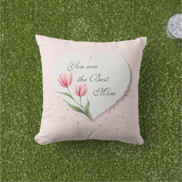 Roze Tulpen Hart Moederdag Cadeau Buitenkussen
