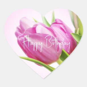 Roze tulpen hart sticker