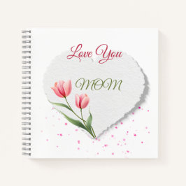Roze tulpen houden van jou mama papieren hart notitieboek