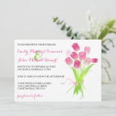 Roze Tulpen - Huwelijksuitnodiging Kaart (Staand voorkant)