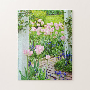 roze tulpen in de lentuin legpuzzel