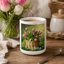 Roze tulpen in mand