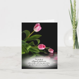 Roze Tulpen in Water Sympathie Dank u kaart
