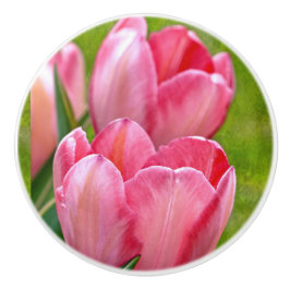 Roze tulpen keramische knop