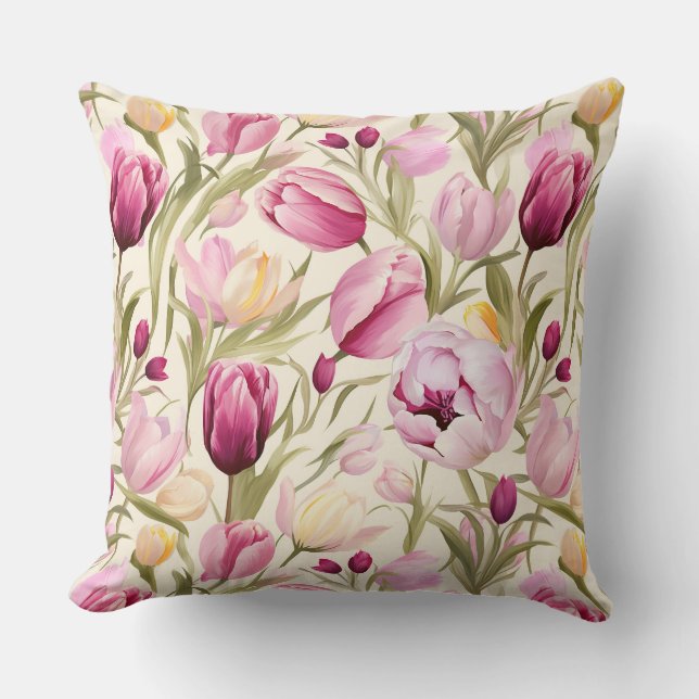 Roze tulpen kussen (Voorkant)