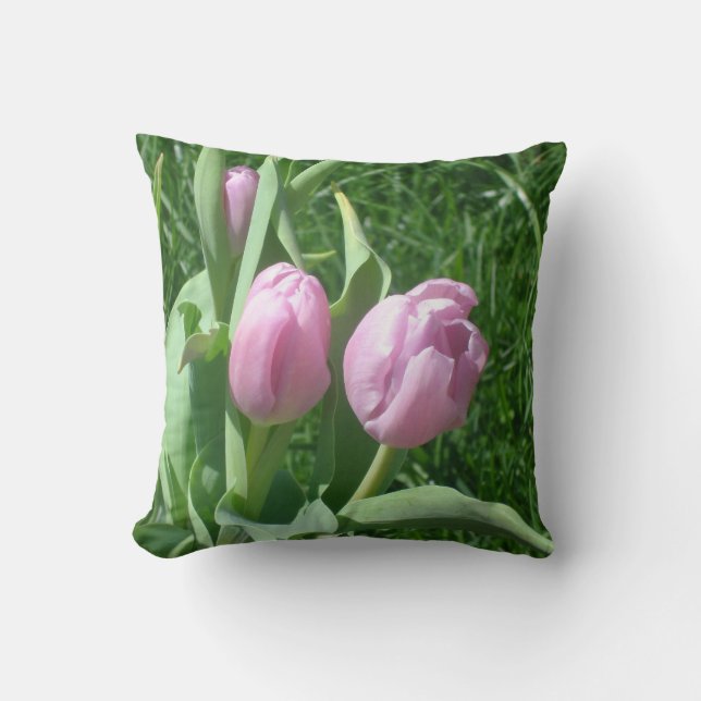 Roze tulpen kussen (Voorkant)