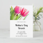 Roze tulpen met groene bladeren Foto Moederdag Kaart (Staand voorkant)