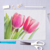 Roze tulpen met groene bladeren Foto Tissuepapier (Craft)