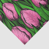 Roze tulpen met groene bladeren tissuepapier (Detail)