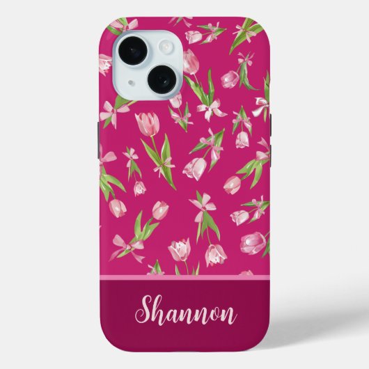 Roze Tulpen met strikken iPhone Case (Achterkant)