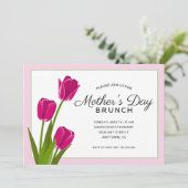 Roze tulpen | Moederdag Brunch Kaart (Staand voorkant)