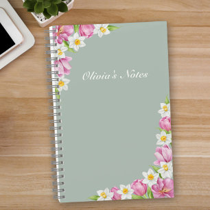Roze tulpen & narcissen lente bloemen notitieboek