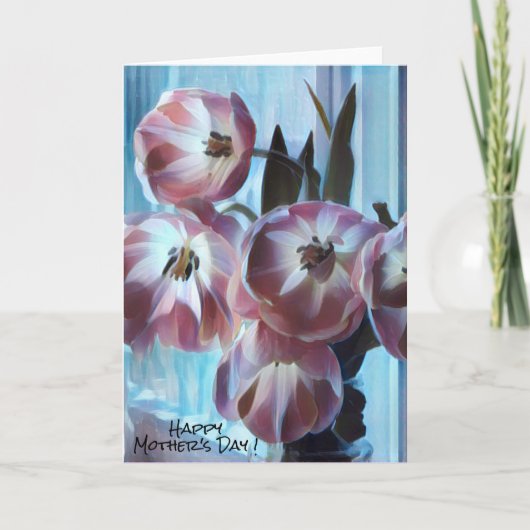 Roze tulpen op moederdag kaart (Voorkant)