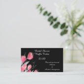 Roze tulpen op zwart informatiekaartje (Staand voorkant)