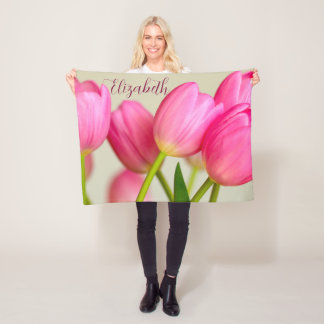Roze tulpen personaliseren fleece deken