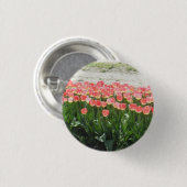 Roze tulpen ronde button 3,2 cm (Voorkant /achterkant)
