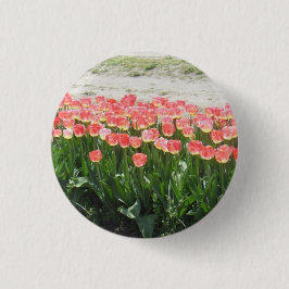 Roze tulpen ronde button 3,2 cm