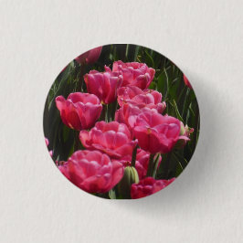 Roze tulpen ronde button 3,2 cm