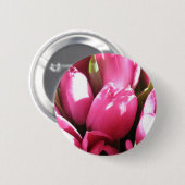 Roze tulpen ronde button 5,7 cm (Voorkant /achterkant)