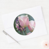 Roze tulpen ronde sticker (Envelop)
