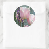 Roze tulpen ronde sticker (Tas)