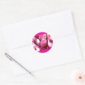 Roze tulpen ronde sticker (Envelop)
