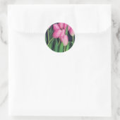 Roze tulpen ronde sticker (Tas)