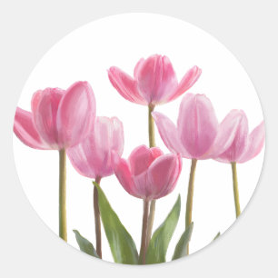 Roze tulpen ronde sticker