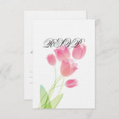 Roze Tulpen RSVP Kaartje (Voorkant / Achterkant)
